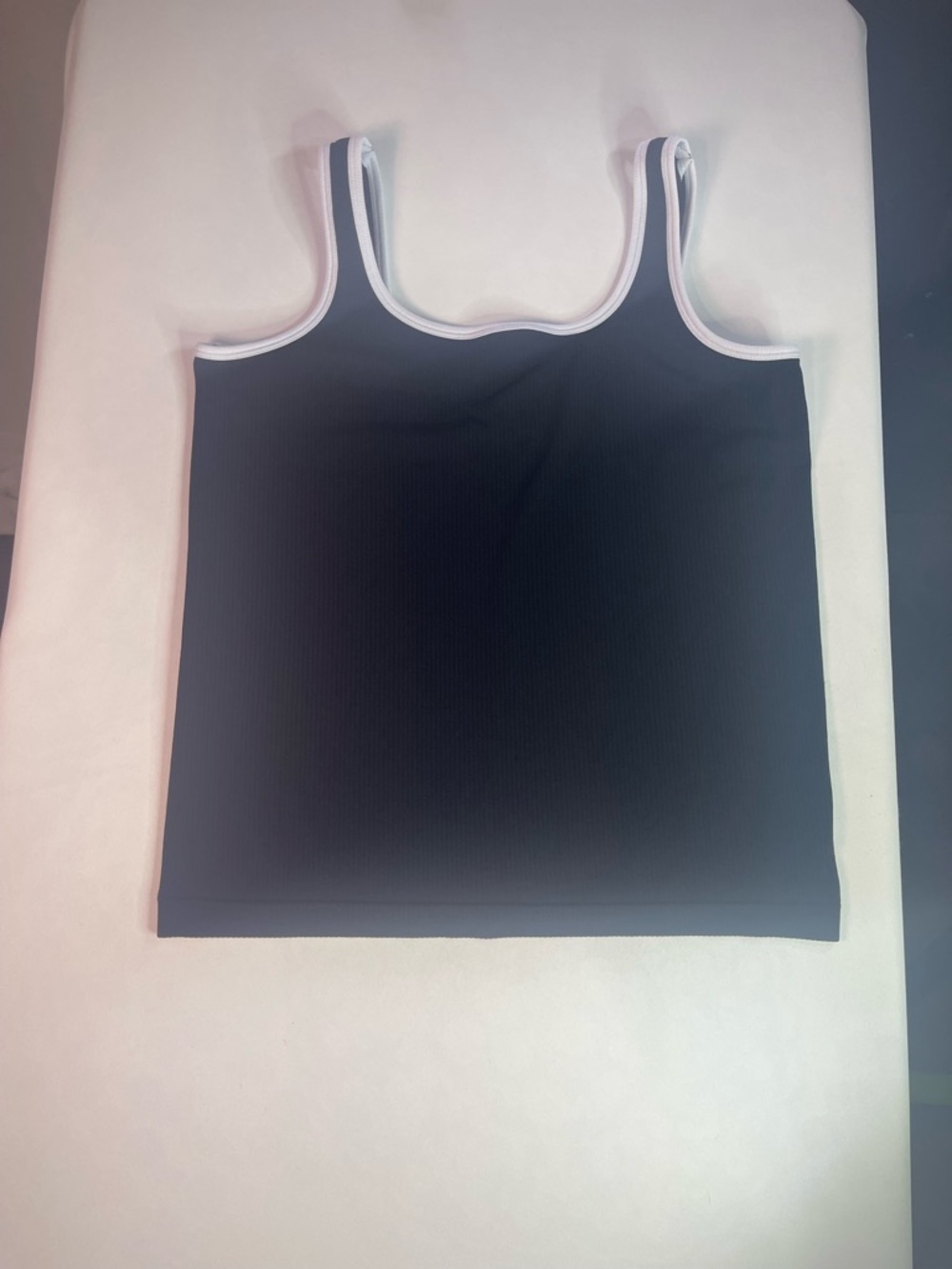 Athleta Black Tank with White Trim Strappy Scoop